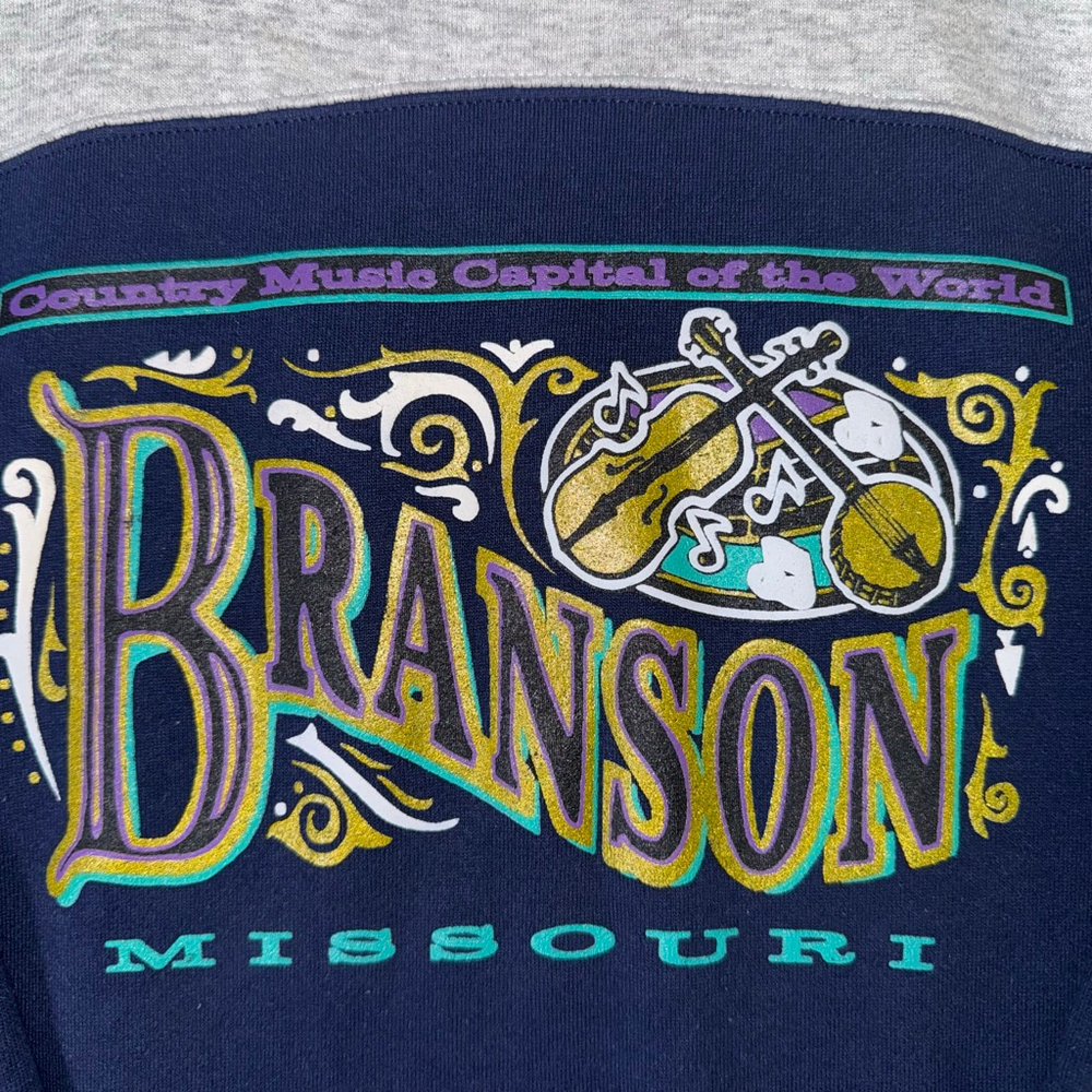 Vintage Russell Athletic Branson Sweatshirt XL Navy Gray USA - Picture 3 of 10